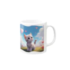 chibi_hikariのCute Kitten with Pink Heart Cloud Mug :right side of the handle