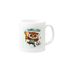 まんじゅ王国のフクロウがボールを蹴っているかわいい姿！ Mug :right side of the handle