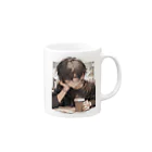 as -AIイラスト- のコーヒーと黒メガネ Mug :right side of the handle