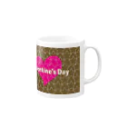 ジルトチッチのデザインボックスのバレンタインのかわいいピンクのハートと☆印 Mug :right side of the handle