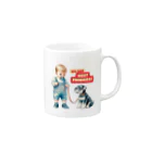 at_taroのSchnauzer Puppy and a baby!! Mug :right side of the handle