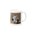 enercoの折り紙　バスケットに入っている猫 Mug :right side of the handle