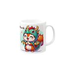 一番星のかわいいドラゴンコスチュームのリス Mug :right side of the handle