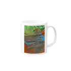 ﾖﾜｼのorange turquoise green MIX Mug :right side of the handle