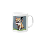 ドット絵ネコの踊る猫 Mug :right side of the handle