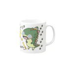 ＼(ナギノ)／動物図鑑イラストシリーズ増やしたい民のちびっこゆる恐竜ステゴザウルス Mug :right side of the handle