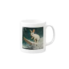 AQUAMETAVERSEのサーフィンをするウサギ Mug :right side of the handle