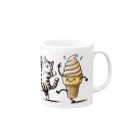 ねこ鉄道のソフトクリームと猫 Mug :right side of the handle