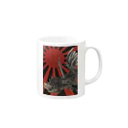 森羅万象庵の旭日旗に鶏 Mug :right side of the handle