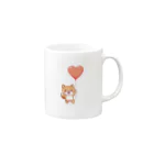 おわんの空飛ぶ柴犬～ハートに乗って～ Mug :right side of the handle