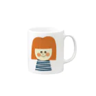 シャンティのお店のボーダーのおんなのこ Mug :right side of the handle