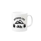 too muchの人間用のOUTDOOR LIFE黒 Mug :right side of the handle