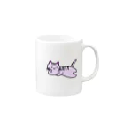 おもち屋さんのごろごろねこ（紫） Mug :right side of the handle