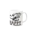 nidan-illustrationのhappy dog (black ink) マグカップの取っ手の右面