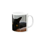 polepole-officeの黒猫ヴィヴィの日向ぼっこ Mug :right side of the handle