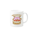 りこ’s Marketのこぶたのぶーちゃん・お誕生日 Mug :right side of the handle