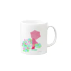 タチマチトリコのあめとあじさいとわたし　ピンク Mug :right side of the handle