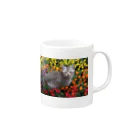 ちばっちょ【ち畳工房&猫ねこパラダイス】の花と子猫２ Mug :right side of the handle