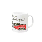 つきタンのブルーオーシャン Mug :right side of the handle