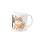 スナネコシンドバッド SUZURIキャラバンのしばねこネコパンチ Mug :right side of the handle