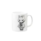 SUREYのポンチョを着た女の子 Mug :right side of the handle