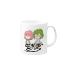 ぎあひどうのぎあひどう　アルファとアクア（バッジは32㎜） Mug :right side of the handle