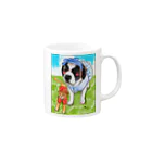 shop あこ猫犬屋のセントバーナード&茶トラ猫 Mug :right side of the handle