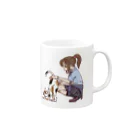 bbbbbbのJKと三毛猫 Mug :right side of the handle