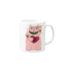 JIBARIMA雑貨のピンクの招き猫 Mug :right side of the handle