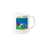 ジルトチッチのデザインボックスのドラゴンフルーツとバナナの木のトロピカルイラスト Mug :right side of the handle