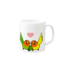 まめるりはことりのハイタッチなかよしコザクラインコ【まめるりはことり】 Mug :right side of the handle