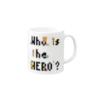 Who is the HERO? みやげもの屋のピクセルもじ と ボクセルきょうだい（黒文字） Mug :right side of the handle