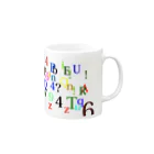 ヒラエイのアルファベットと数字の洪水 Mug :right side of the handle