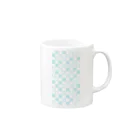 Red berry treeのランダムブロックチェック 水色 Mug :right side of the handle