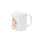 ねことりむし★CAT BIRD INSECTの果物動物「洋梨馬」「林檎猫」「蜜柑兎」と芋虫 Mug :right side of the handle