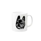 愛犬のドッグフード代を稼ぐTシャツ屋さんのにっこり犬マメ(モノトーン) Mug :right side of the handle