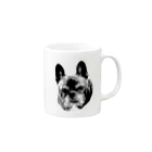 愛犬のドッグフード代を稼ぐTシャツ屋さんの不機嫌な犬マメ(モノトーン) Mug :right side of the handle