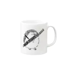 ハリネズミと楽器のファゴットとハリネズミ　モノクロ Mug :right side of the handle