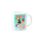 ヤマダタカエの黒猫と女の子 Mug :right side of the handle