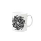 理系Tシャツ(バイオ・化学中心)のGroEL-GroES複合体 モノクロ Mug :right side of the handle