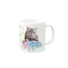 Cat Cafe ねころびのどらえもんと花 Mug :right side of the handle