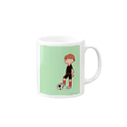 cumincuminのサッカー少年黒ユニフォーム Mug :right side of the handle