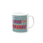 ザ ロングアイランド アパレルの平行四辺形デザイン オレンジ×ネイビー×グレー Mug :right side of the handle