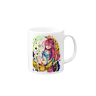 ぺちゃの ○。銀狐堂。○ の三日月仕掛け娘 人物カット版 Mug :right side of the handle