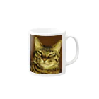 幸せを運ぶ福猫ピー助の幸運のトラ猫 Mug :right side of the handle