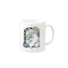 ぷぅ猫堂のシロクマとあじさいのマグカップ Mug :right side of the handle