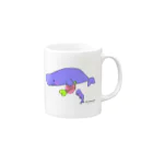 Famille de baleines(ファミールデバレーヌ)のマッコウクジラの親子とマカロン（カラー） Mug :right side of the handle