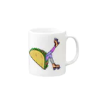 Mieko_Kawasakiのタコス　ローラースケート　ガール  TACOS ROLLER GIRL DOT 水玉　ドット　Tacos Rollerskate Rainbow Mug :right side of the handle