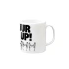 PokuStarのPUT YOUR HANDS UP!　・黒 Mug :right side of the handle