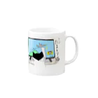 ねこがすき（ハチワレ猫姉妹のママ）のテレビたまとり猫 Mug :right side of the handle